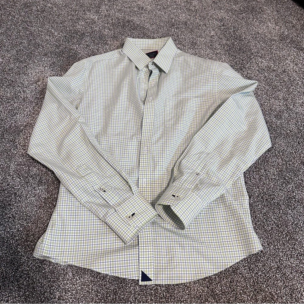 UNTUCKit Men's Plaid Dress Shirt - Green and White